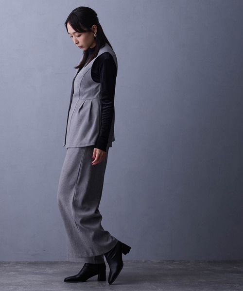 NICOLE white（ニコルホワイト）の「セットアップ【ベスト＆ワイドパンツ】（ワンピース・レディース・ブラウン/グレー・FREE）」の15枚目の写真