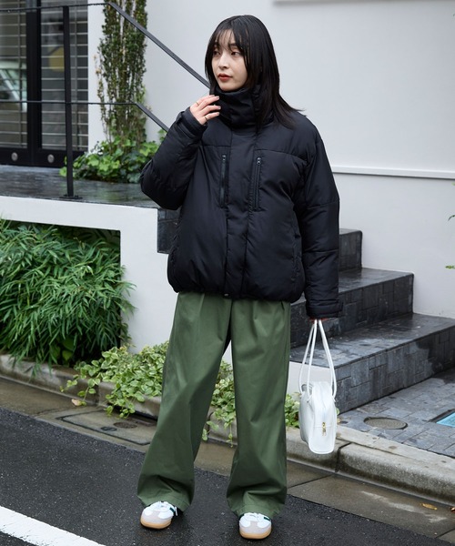 セール】ビッグシルエット バイカラー ドロスト スタンドカラー