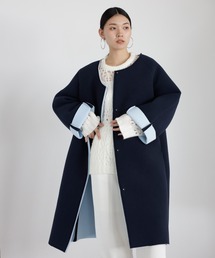 ENC(GN)́y悠zdouble faced collarless bonding coat / _utFCX{fBOm[J[R[g(m[J[R[g)