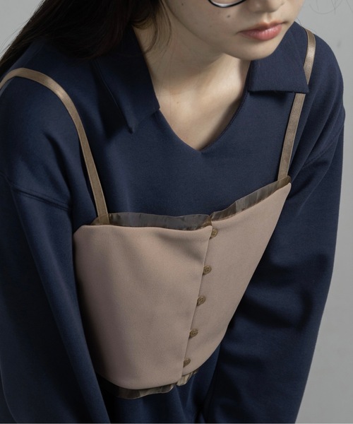 I_am（アイアム）の「sheer docking front button bustier / シアードッキングフロントボタンビスチェ（ベスト・レディース・ベージュ/ブラック・FREE）」の10枚目の写真