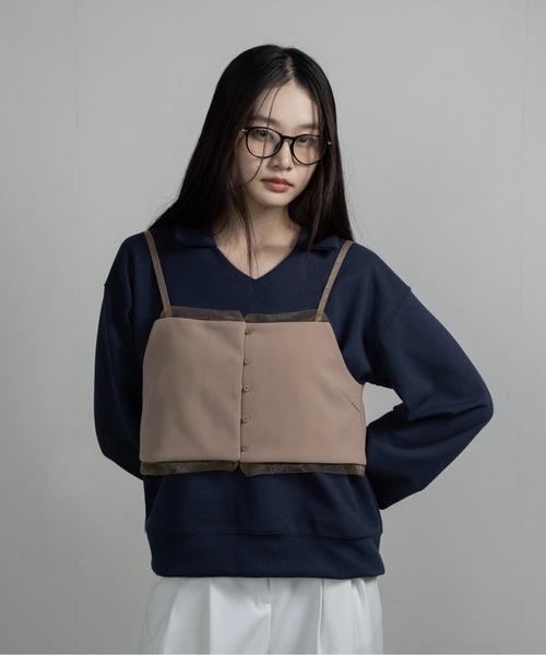 I_am（アイアム）の「sheer docking front button bustier / シアードッキングフロントボタンビスチェ（ベスト・レディース・ベージュ/ブラック・FREE）」の8枚目の写真