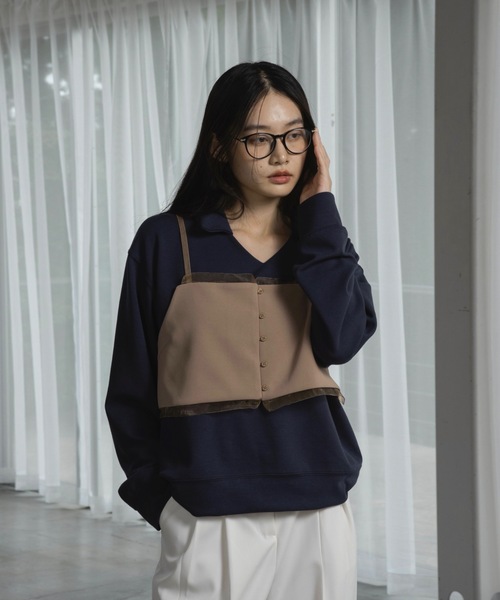 I_am（アイアム）の「sheer docking front button bustier / シアードッキングフロントボタンビスチェ（ベスト・レディース・ベージュ/ブラック・FREE）」の17枚目の写真