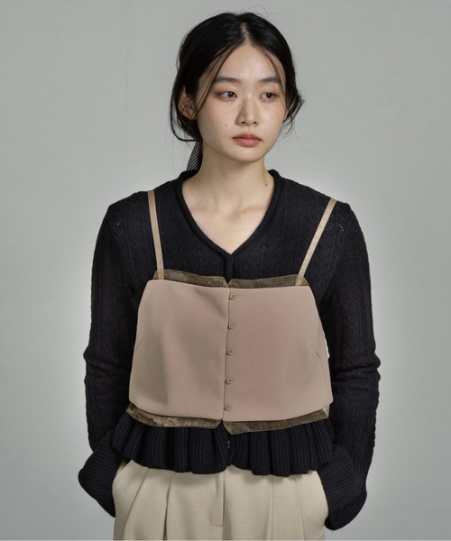 I_am（アイアム）の「sheer docking front button bustier / シアードッキングフロントボタンビスチェ（ベスト・レディース・ベージュ/ブラック・FREE）」の13枚目の写真