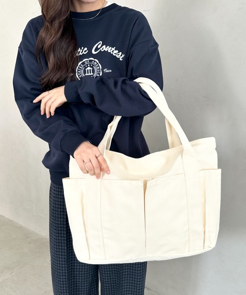 MYMOOD.(マイムード)の「【A4収納可能】大容量キャンバストートバッグ(トートバッグ・レディース・アイボリー/ブラック・FREE)」の8枚目の写真