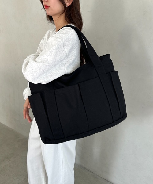 MYMOOD.(マイムード)の「【A4収納可能】大容量キャンバストートバッグ(トートバッグ・レディース・アイボリー/ブラック・FREE)」の12枚目の写真