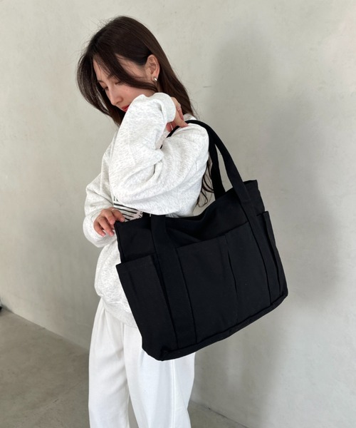 MYMOOD.(マイムード)の「【A4収納可能】大容量キャンバストートバッグ(トートバッグ・レディース・アイボリー/ブラック・FREE)」の15枚目の写真