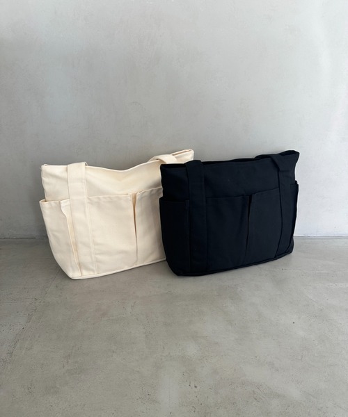 MYMOOD.(マイムード)の「【A4収納可能】大容量キャンバストートバッグ(トートバッグ・レディース・アイボリー/ブラック・FREE)」の9枚目の写真