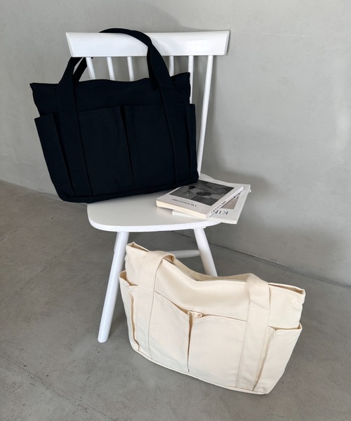 MYMOOD.(マイムード)の「【A4収納可能】大容量キャンバストートバッグ(トートバッグ・レディース・アイボリー/ブラック・FREE)」の10枚目の写真