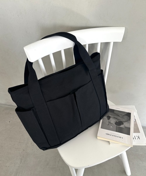 MYMOOD.(マイムード)の「【A4収納可能】大容量キャンバストートバッグ(トートバッグ・レディース・アイボリー/ブラック・FREE)」の11枚目の写真