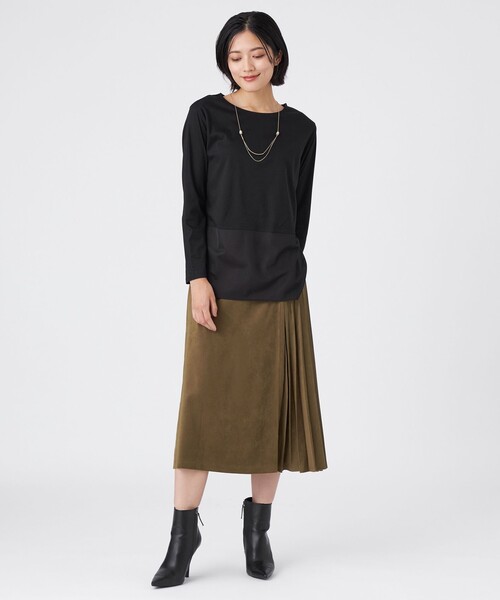TRANS WORK（トランスワーク）の「【ウォッシャブル】セルローススムースカットソー（Tシャツ/カットソー・レディース・ブラック/オフホワイト/ホワイト・40/38）」の9枚目の写真