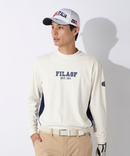 【FILAGOLF/フィラゴルフ】モックネックシャツ｜両面起毛スムース・保温｜胸メッセージプリント　ゴルフ