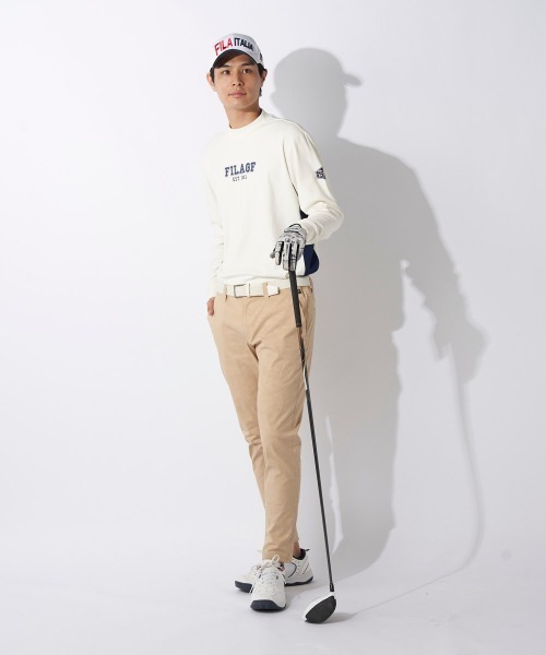 FILA GOLF(フィラゴルフ )の「【FILAGOLF/フィラゴルフ】モックネックシャツ|両面起毛スムース・保温|胸メッセージプリント ゴルフ(シャツ/ブラウス・メンズ・オフホワイト/ブラック・MEDIUM/X-LARGE/LARGE)」の3枚目の写真