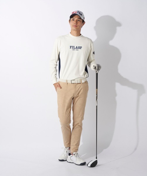 FILA GOLF(フィラゴルフ )の「【FILAGOLF/フィラゴルフ】モックネックシャツ|両面起毛スムース・保温|胸メッセージプリント ゴルフ(シャツ/ブラウス・メンズ・オフホワイト/ブラック・MEDIUM/X-LARGE/LARGE)」の4枚目の写真