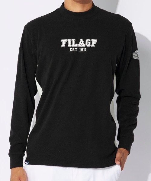 FILA GOLF(フィラゴルフ )の「【FILAGOLF/フィラゴルフ】モックネックシャツ|両面起毛スムース・保温|胸メッセージプリント ゴルフ(シャツ/ブラウス・メンズ・オフホワイト/ブラック・MEDIUM/X-LARGE/LARGE)」の6枚目の写真