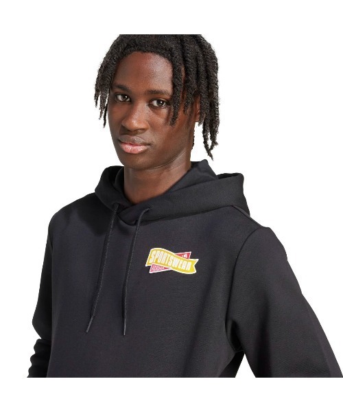 adidas（アディダス）の「アディダス adidas ペナント グラフィック パーカー（パーカー・メンズ・ブラック・S/M/L/LL/3L）」の4枚目の写真