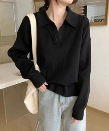 LAFFMO（ラフモ）の「ポロ襟 スキッパーニットプルオーバー（ニット/セーター）」