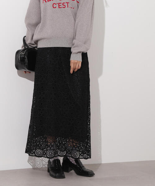 N.（N. Natural Beauty Basic）（エヌエヌナチュラルビューティーベーシック）の「【PS/低身長サイズ】ヴィンテージライクレーススカート（スカート・レディース・ブラック/オフホワイト・MEDIUM/P/S）」の13枚目の写真