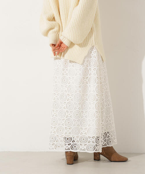 N.（N. Natural Beauty Basic）（エヌエヌナチュラルビューティーベーシック）の「【PS/低身長サイズ】ヴィンテージライクレーススカート（スカート・レディース・ブラック/オフホワイト・MEDIUM/P/S）」の21枚目の写真