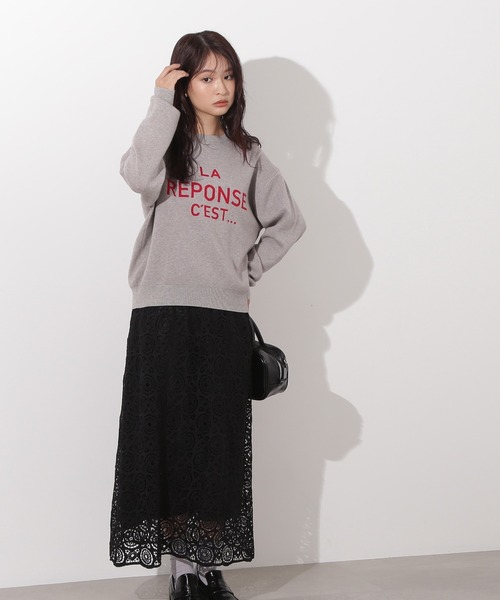 N.（N. Natural Beauty Basic）（エヌエヌナチュラルビューティーベーシック）の「【PS/低身長サイズ】ヴィンテージライクレーススカート（スカート・レディース・ブラック/オフホワイト・MEDIUM/P/S）」の4枚目の写真