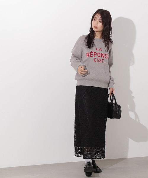 N.（N. Natural Beauty Basic）（エヌエヌナチュラルビューティーベーシック）の「【PS/低身長サイズ】ヴィンテージライクレーススカート（スカート・レディース・ブラック/オフホワイト・MEDIUM/P/S）」の7枚目の写真