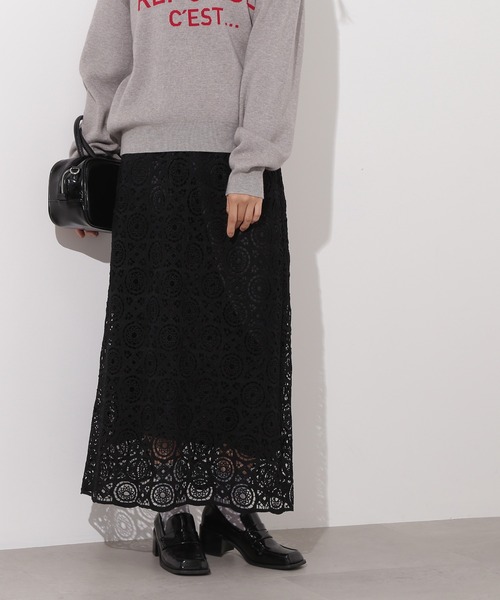 N.（N. Natural Beauty Basic）（エヌエヌナチュラルビューティーベーシック）の「【PS/低身長サイズ】ヴィンテージライクレーススカート（スカート・レディース・ブラック/オフホワイト・MEDIUM/P/S）」の9枚目の写真