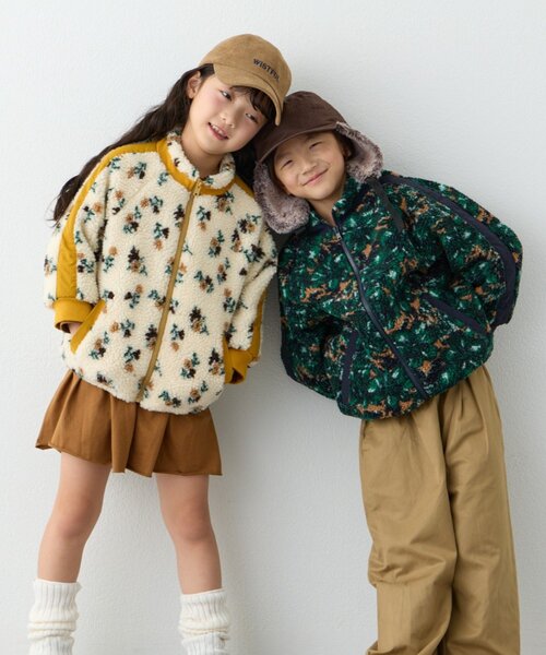 CIAOPANIC TYPY（チャオパニックティピー）の「【KIDS】【ユニセックス】総柄ボアブルゾン《ジュニアサイズあり》（ブルゾン・キッズ・アイボリー/ネイビー/グレー/グリーン・XX-LARGE/X-LARGE/LARGE/SMALL/MEDIUM）」の10枚目の写真