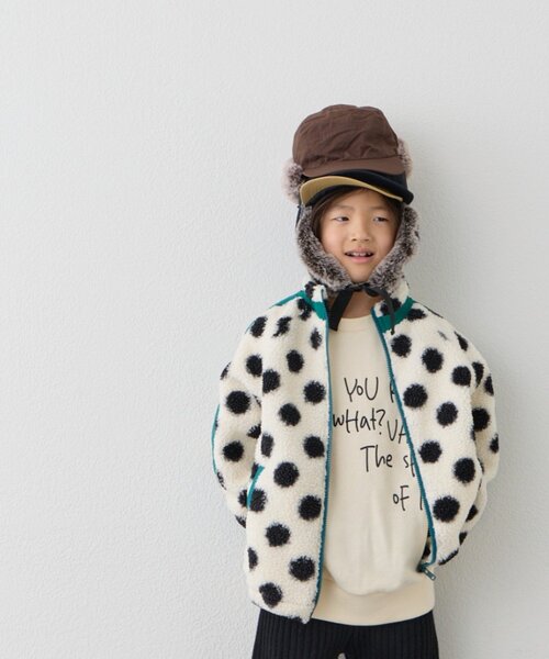 CIAOPANIC TYPY（チャオパニックティピー）の「【KIDS】【ユニセックス】総柄ボアブルゾン《ジュニアサイズあり》（ブルゾン・キッズ・アイボリー/ネイビー/グレー/グリーン・XX-LARGE/X-LARGE/LARGE/SMALL/MEDIUM）」の12枚目の写真