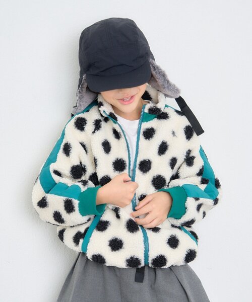 CIAOPANIC TYPY（チャオパニックティピー）の「【KIDS】【ユニセックス】総柄ボアブルゾン《ジュニアサイズあり》（ブルゾン・キッズ・アイボリー/ネイビー/グレー/グリーン・XX-LARGE/X-LARGE/LARGE/SMALL/MEDIUM）」の13枚目の写真