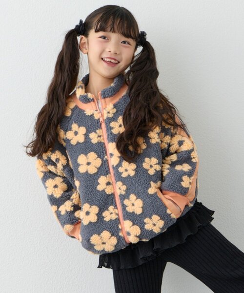 CIAOPANIC TYPY（チャオパニックティピー）の「【KIDS】【ユニセックス】総柄ボアブルゾン《ジュニアサイズあり》（ブルゾン・キッズ・アイボリー/ネイビー/グレー/グリーン・XX-LARGE/X-LARGE/LARGE/SMALL/MEDIUM）」の19枚目の写真