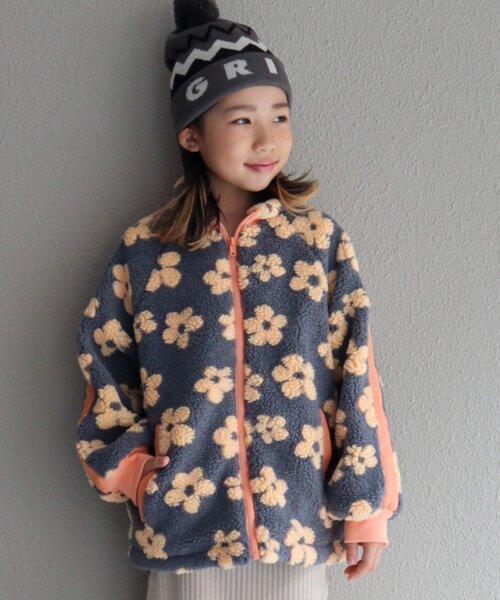 CIAOPANIC TYPY（チャオパニックティピー）の「【KIDS】【ユニセックス】総柄ボアブルゾン《ジュニアサイズあり》（ブルゾン・キッズ・アイボリー/ネイビー/グレー/グリーン・XX-LARGE/X-LARGE/LARGE/SMALL/MEDIUM）」の20枚目の写真