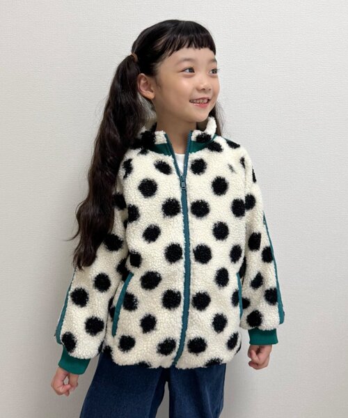 CIAOPANIC TYPY（チャオパニックティピー）の「【KIDS】【ユニセックス】総柄ボアブルゾン《ジュニアサイズあり》（ブルゾン・キッズ・アイボリー/ネイビー/グレー/グリーン・XX-LARGE/X-LARGE/LARGE/SMALL/MEDIUM）」の22枚目の写真