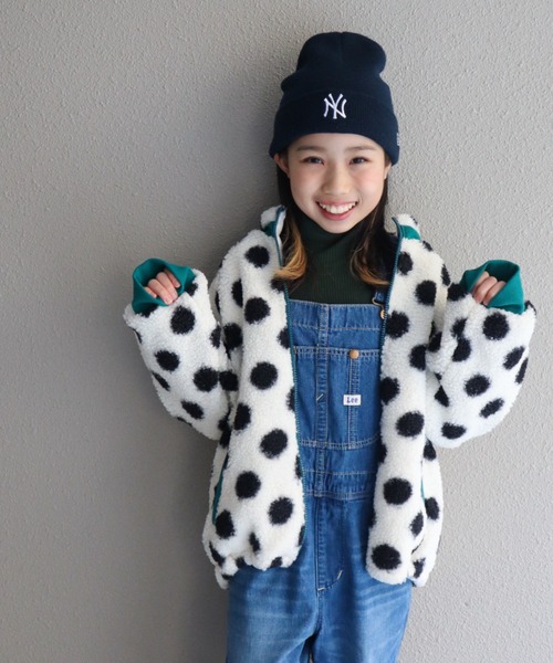 CIAOPANIC TYPY（チャオパニックティピー）の「【KIDS】【ユニセックス】総柄ボアブルゾン《ジュニアサイズあり》（ブルゾン・キッズ・アイボリー/ネイビー/グレー/グリーン・XX-LARGE/X-LARGE/LARGE/SMALL/MEDIUM）」の6枚目の写真