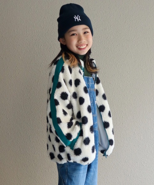 CIAOPANIC TYPY（チャオパニックティピー）の「【KIDS】【ユニセックス】総柄ボアブルゾン《ジュニアサイズあり》（ブルゾン・キッズ・アイボリー/ネイビー/グレー/グリーン・XX-LARGE/X-LARGE/LARGE/SMALL/MEDIUM）」の7枚目の写真