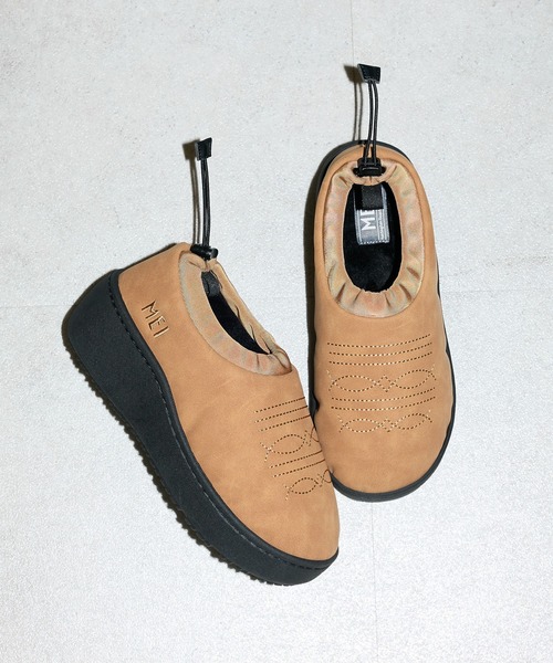 Green　Parks（グリーンパークス）の「■別注MEI エンブロイダリーモックシューズ（スニーカー・レディース・ベージュ/ブラウン/チャコールグレー・M/L）」の3枚目の写真