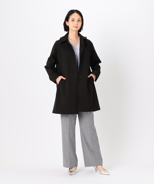 ハイブリッドソロタフタ グレンチェック柄コート（ステンカラーコート