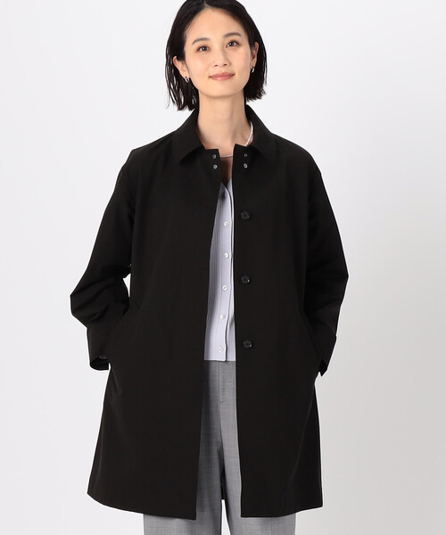 COMME CA（コムサ）の「ハイブリッドソロタフタ グレンチェック柄コート（ステンカラーコート・レディース・ブラック・9号/11号）」の5枚目の写真