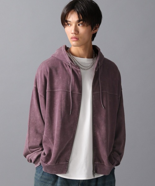 LAKOLE(ラコレ)の「ウォッシュドZIPパーカー / 594034(パーカー・メンズ・ライトグレー/レッド/チャコール・MEDIUM/LARGE)」の3枚目の写真