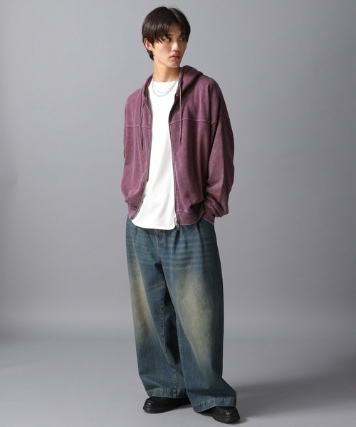 LAKOLE(ラコレ)の「ウォッシュドZIPパーカー / 594034(パーカー・メンズ・ライトグレー/レッド/チャコール・MEDIUM/LARGE)」の13枚目の写真