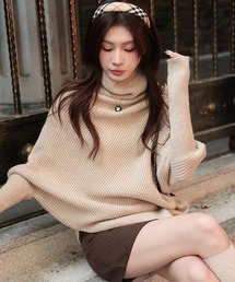 DAY CLOSET（デイ クローゼット）の「レディース 一点投入でこなれ感漂う。長袖ドルマンスリーブ×アシメリブニットトップス（ニット/セーター・レディース）」