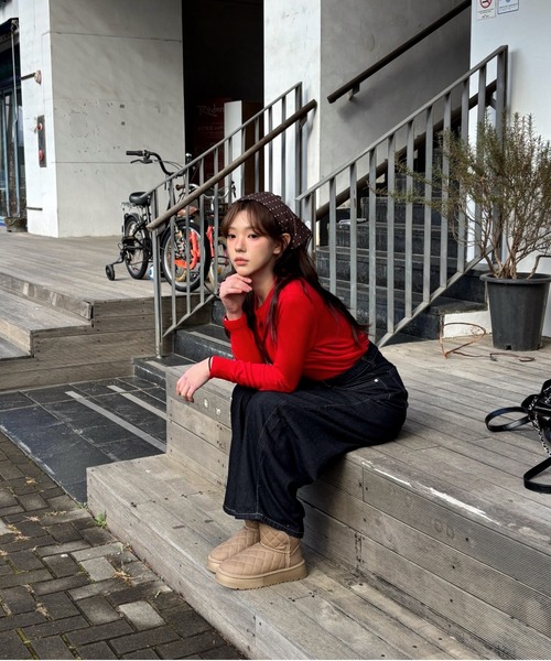 Vini（ヴィニ）の「クルーネックショートカーディガン（カーディガン/ボレロ・レディース・レッド/ブラック/グレー・FREE）」の12枚目の写真