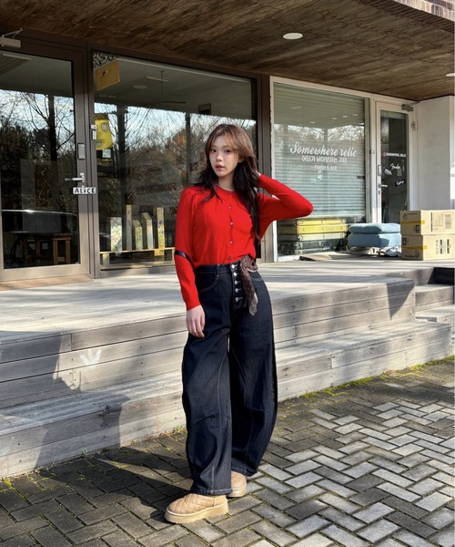 Vini（ヴィニ）の「クルーネックショートカーディガン（カーディガン/ボレロ・レディース・レッド/ブラック/グレー・FREE）」の15枚目の写真