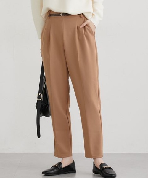 nissen（ニッセン）の「【ベルト付】とろけるテーパードパンツ（その他パンツ・レディース・ライトブラウン/ブラック/ボルドー/ブラウン・S/M/L/LL）」の6枚目の写真