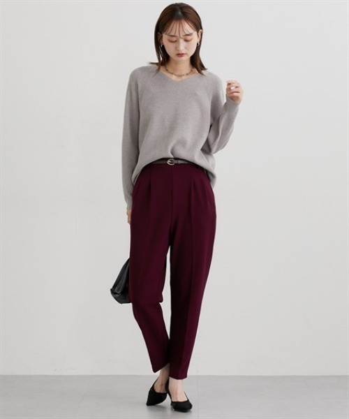 nissen（ニッセン）の「【ベルト付】とろけるテーパードパンツ（その他パンツ・レディース・ライトブラウン/ブラック/ボルドー/ブラウン・S/M/L/LL）」の11枚目の写真