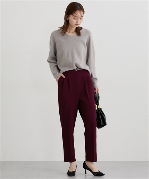 nissen（ニッセン）の「【ベルト付】とろけるテーパードパンツ（その他パンツ・レディース・ライトブラウン/ブラック/ボルドー/ブラウン・S/M/L/LL）」の12枚目の写真