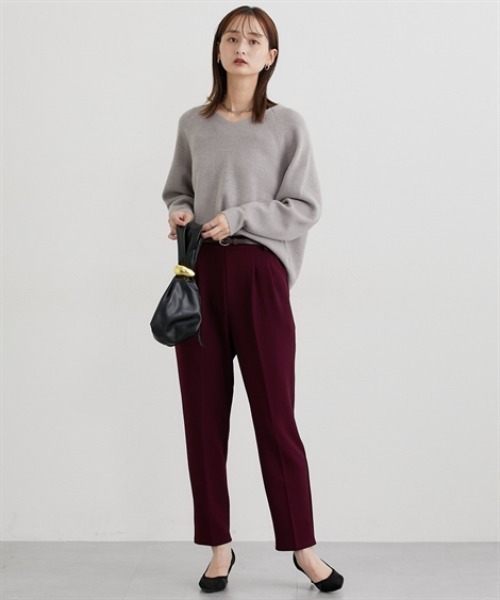 nissen（ニッセン）の「【ベルト付】とろけるテーパードパンツ（その他パンツ・レディース・ライトブラウン/ブラック/ボルドー/ブラウン・S/M/L/LL）」の13枚目の写真