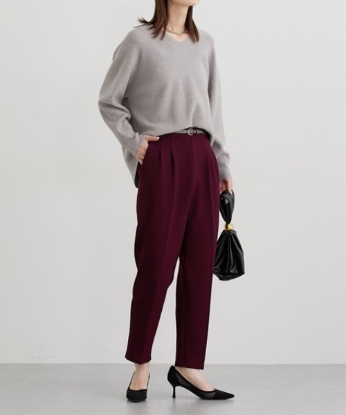 nissen（ニッセン）の「【ベルト付】とろけるテーパードパンツ（その他パンツ・レディース・ライトブラウン/ブラック/ボルドー/ブラウン・S/M/L/LL）」の16枚目の写真