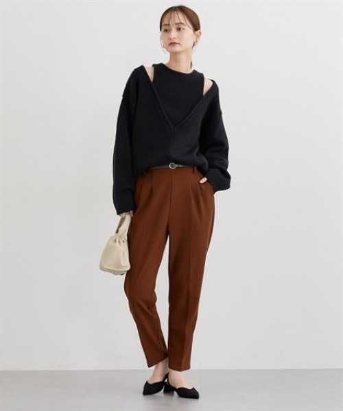 nissen（ニッセン）の「【ベルト付】とろけるテーパードパンツ（その他パンツ・レディース・ライトブラウン/ブラック/ボルドー/ブラウン・S/M/L/LL）」の18枚目の写真