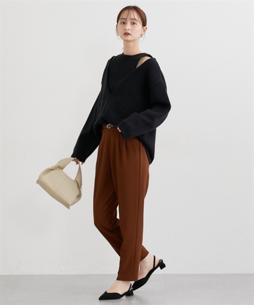 nissen（ニッセン）の「【ベルト付】とろけるテーパードパンツ（その他パンツ・レディース・ライトブラウン/ブラック/ボルドー/ブラウン・S/M/L/LL）」の19枚目の写真