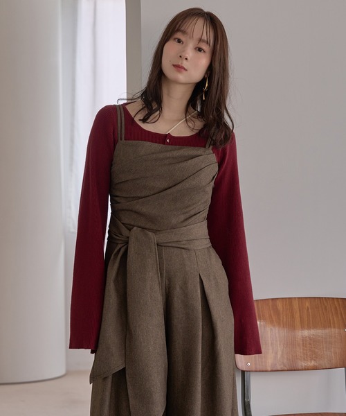 mideal(マイディール)の「button design flare sleeve rib knit / ボタンデザインフレアスリーブリブニット(ニット/セーター・レディース・ブラウン/ボルドー/ネイビー/アイボリー・FREE)」の17枚目の写真