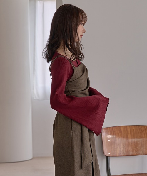 mideal(マイディール)の「button design flare sleeve rib knit / ボタンデザインフレアスリーブリブニット(ニット/セーター・レディース・ブラウン/ボルドー/ネイビー/アイボリー・FREE)」の18枚目の写真